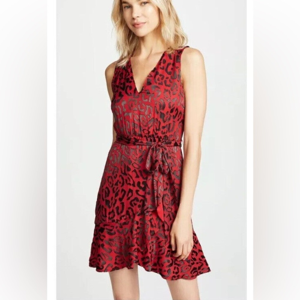 ALICE + OLIVIA LEOPARD WRAP SILK DRESS